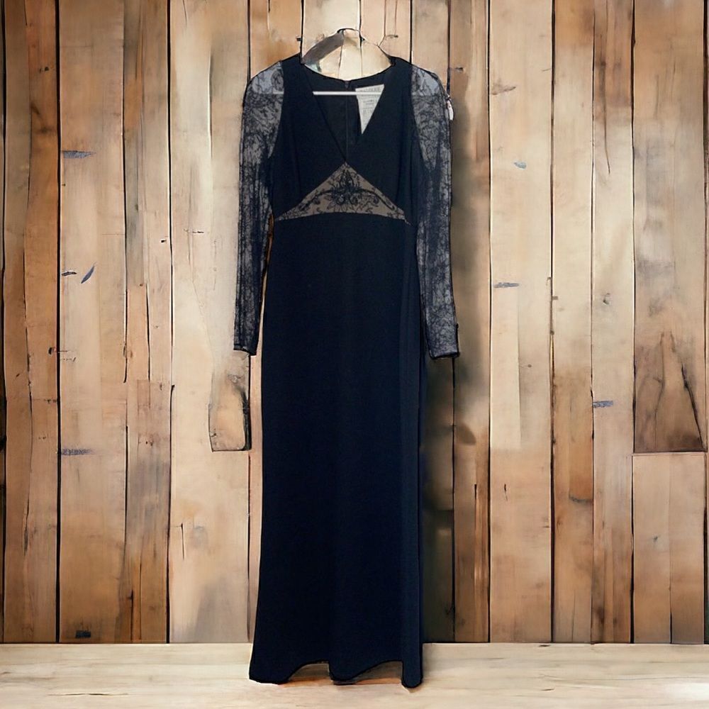 Badgley Mischka Vintage Black Formal Gown Dress 8